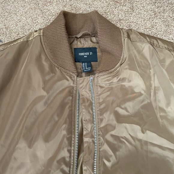 Forever 21 Brown Bomber Flight Jacket Multi Pocket Full Zip (Men’s Size Medium) - Picture 3 of 7